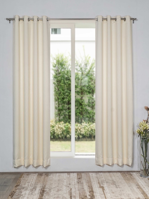 

SHIVANAA HOMES Cream-Coloured Set of 2 Black Out Door Curtain