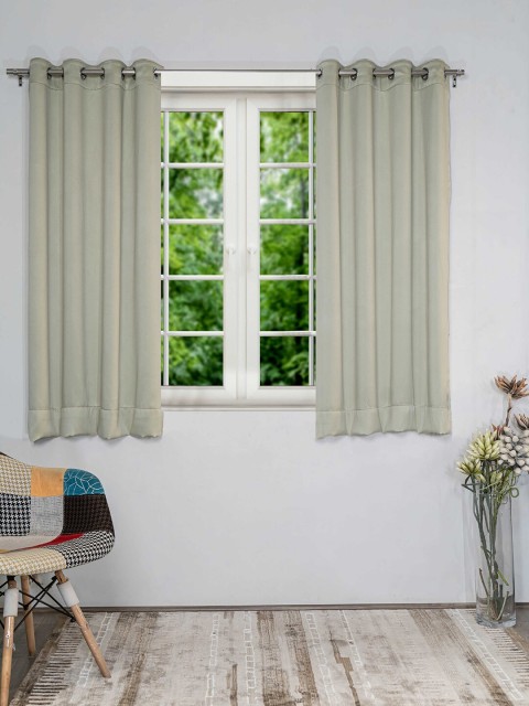 

SHIVANAA HOMES Olive Green Set of 2 Black Out Window Curtain