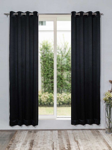 

SHIVANAA HOMES Black Set of 2 Black Out Door Curtains