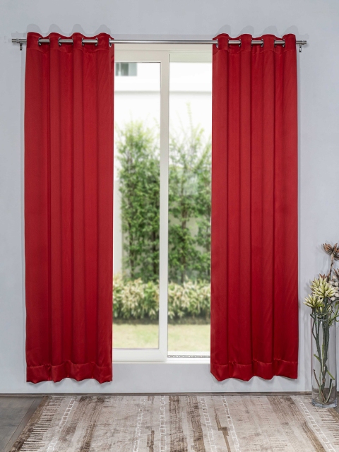 

SHIVANAA HOMES Set of 2 Maroon Black Out Long Door Curtain