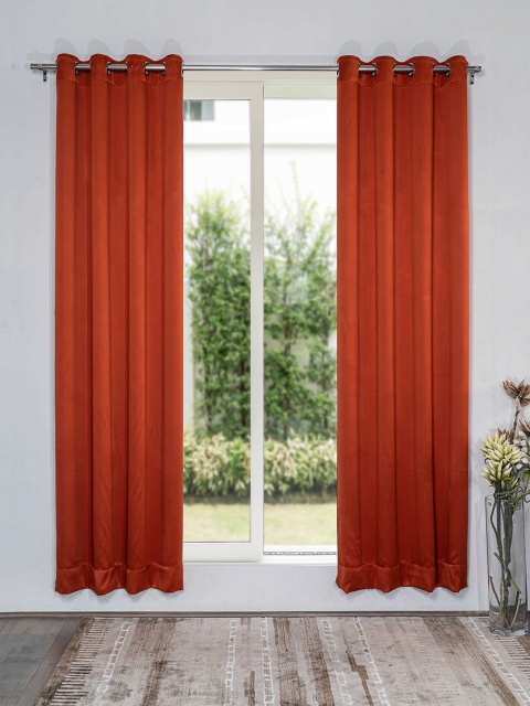 

SHIVANAA HOMES Pack Of 2 Orange Solid Long Door Curtain