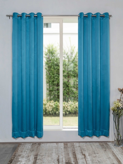 

SHIVANAA HOMES Blue Set of 2 Black Out Door Curtain