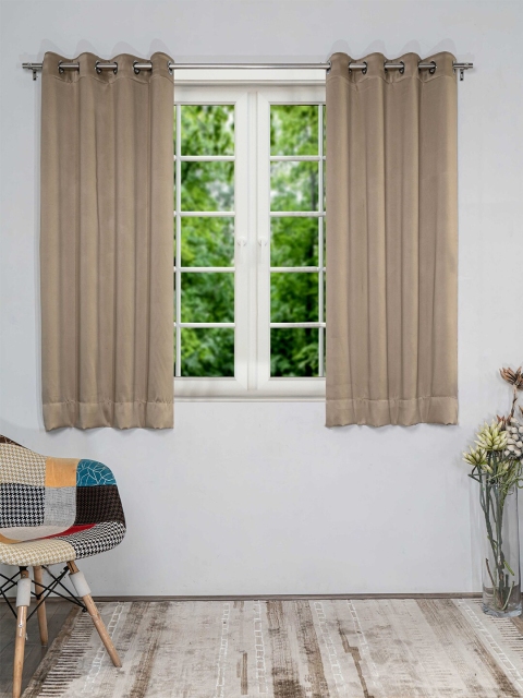 

SHIVANAA HOMES Set Of 2 Gold-Toned Black Out Window Curtain