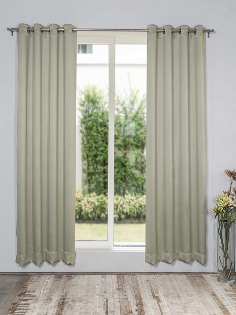 

SHIVANAA HOMES Olive Green Set of 2 Black Out Door Curtain