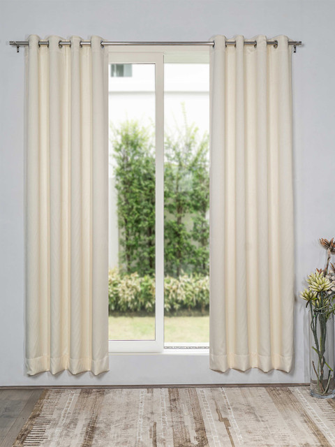 

SHIVANAA HOMES Set of 2 Cream-Coloured Black Out Long Door Curtain