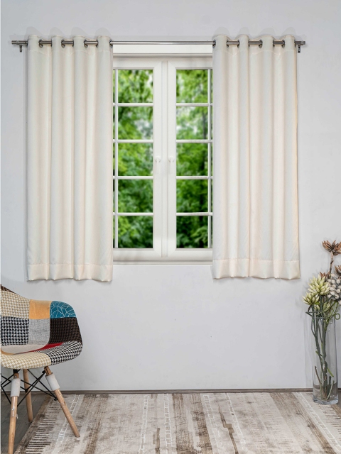 

SHIVANAA HOMES Pack Of 2 Cream-Coloured Solid Window Curtain