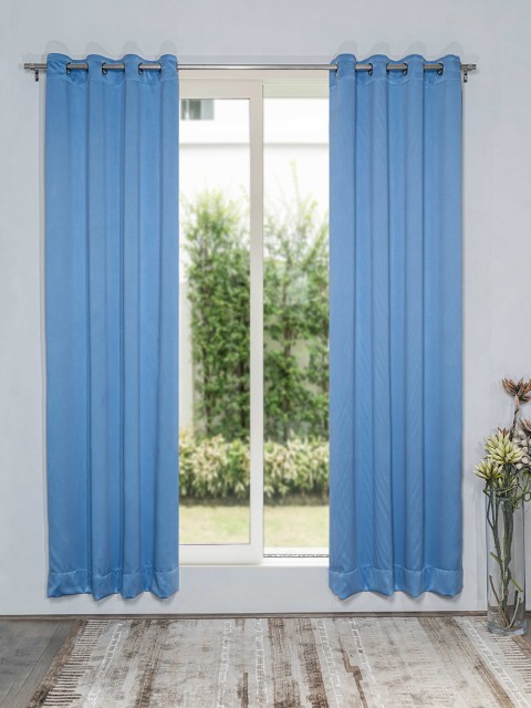 

SHIVANAA HOMES Turquoise Blue Set of 2 Black Out Door Curtain