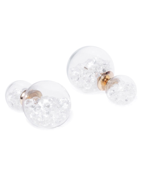 

DressBerry White Double-Sided Stud Earrings