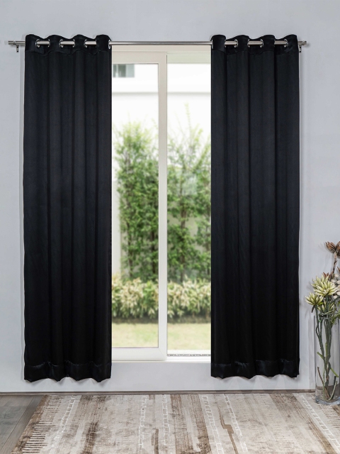 

SHIVANAA HOMES Black Set of 2 Black Out Long Door Curtain