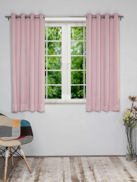 

SHIVANAA HOMES Set Of 2 Pink Black Out Window Curtain
