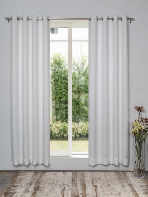 

SHIVANAA HOMES White Set of 2 Black Out Long Door Curtain