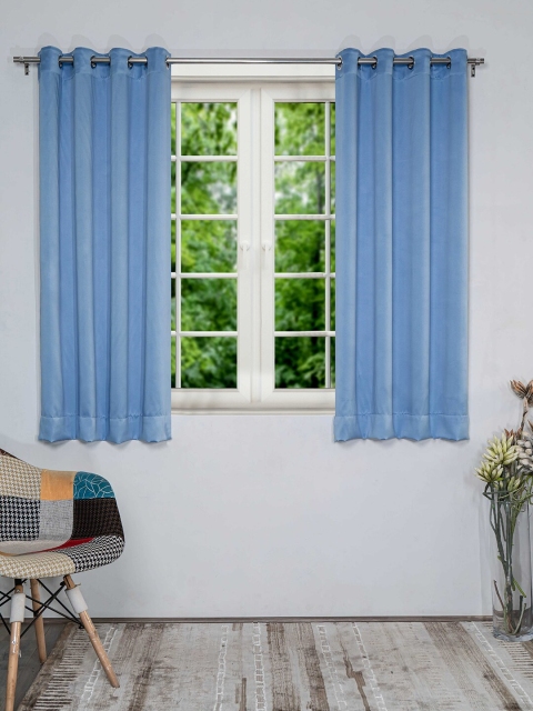 

SHIVANAA HOMES Turquoise Blue Set of 2 Black Out Window Curtain