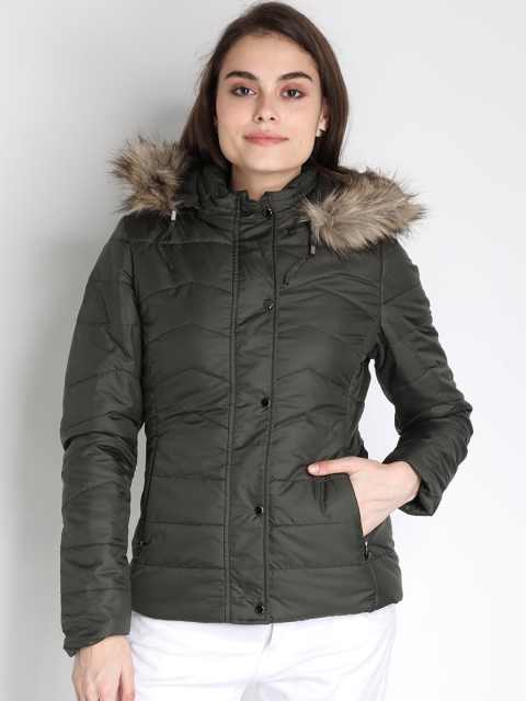 

LURE URBAN Women Olive Green Padded Jacket