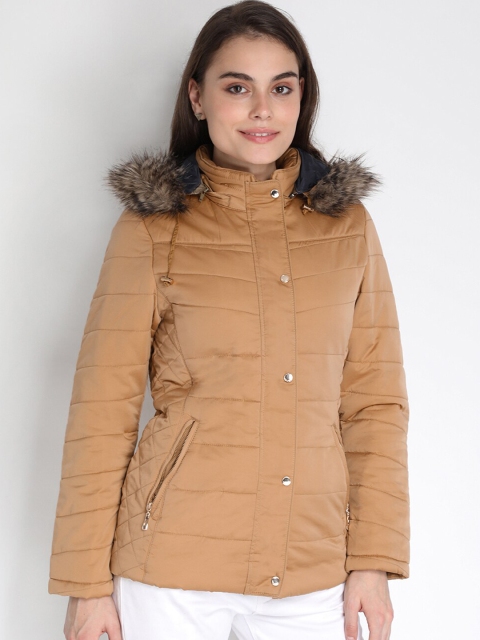 

LURE URBAN Women Mustard Parka Jacket With Faux Fur Trim