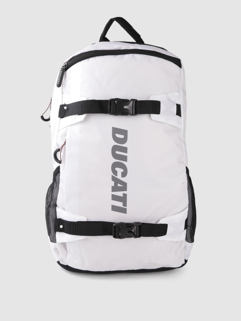 

Ducati Unisex White & Black Brand Logo Print Backpack