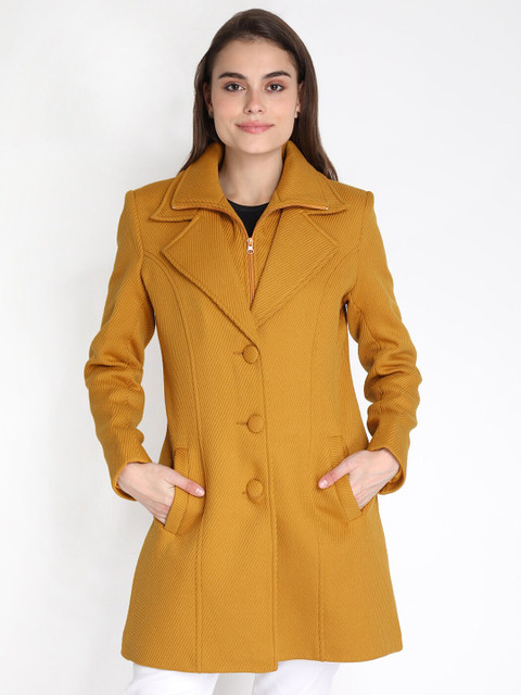 

LEBORK Women Gold-Toned Woolen Trench Coat