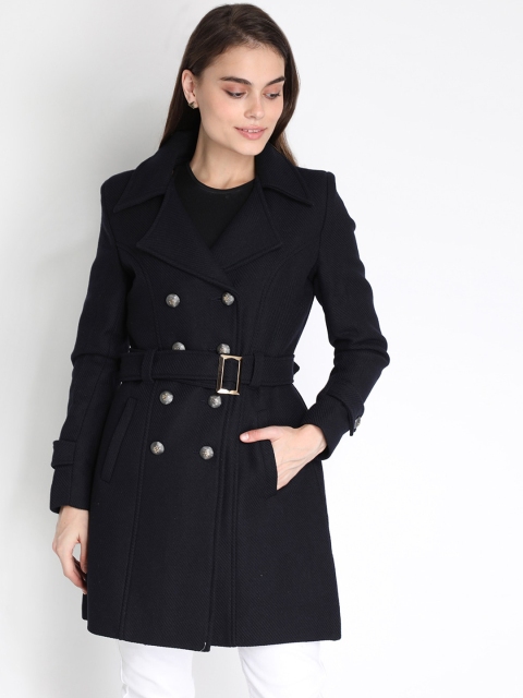 

LEBORK Women Navy Blue Woolen Pea Coat