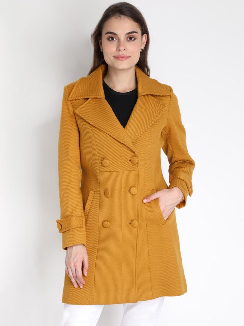 

LEBORK Women Gold-Toned Solid Longline Winter Coat