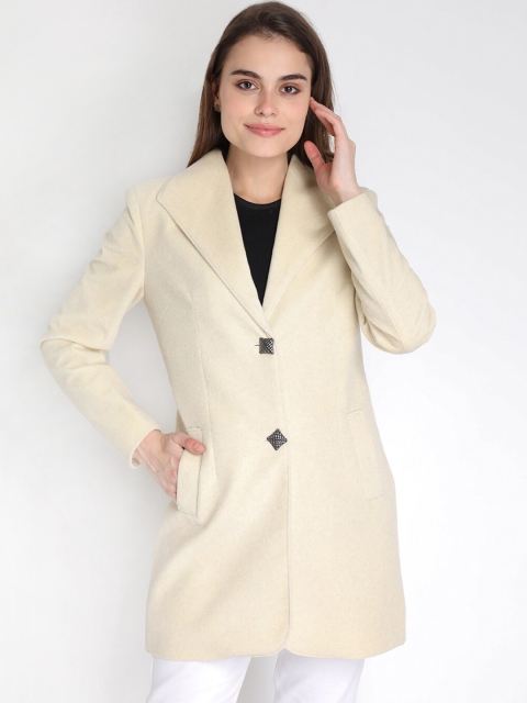 

LEBORK Women Off-White Woolen Trench Coat