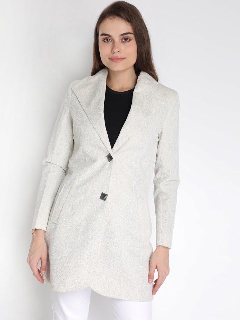 

LEBORK Women White Wool Trench Coat