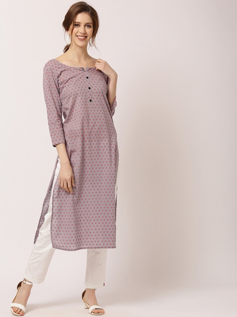 

THE NKS PLUS Women Grey Printed Kurta