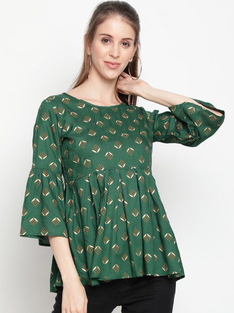 

THE NKS PLUS Olive Green Floral Print Top