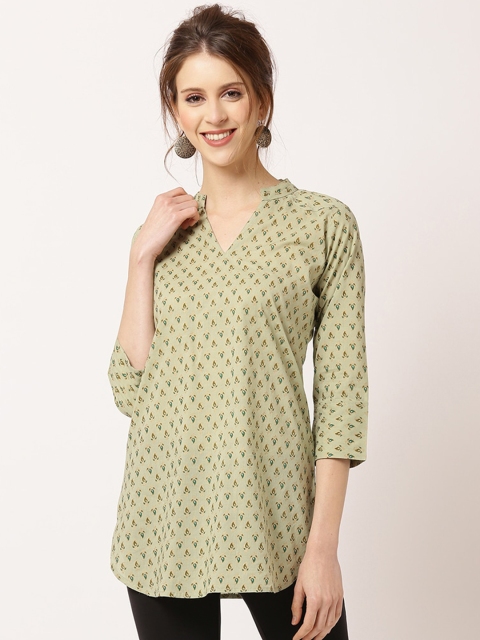 

THE NKS PLUS Green Geometric Print Top
