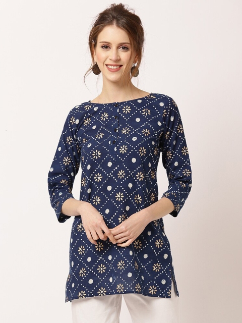 

THE NKS PLUS Navy Blue Print Top