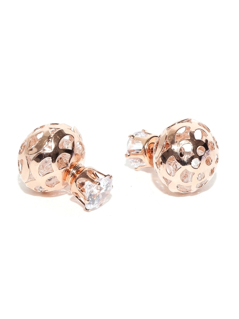 

DressBerry Rose Gold-Toned Double-Sided Stone Stud Earrings