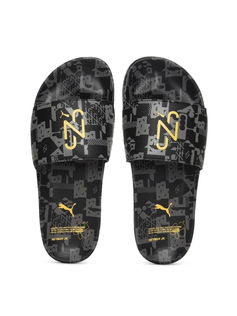 

Puma Unisex Black & Gold-Toned Printed Neymar Jr. Leadcat Sliders