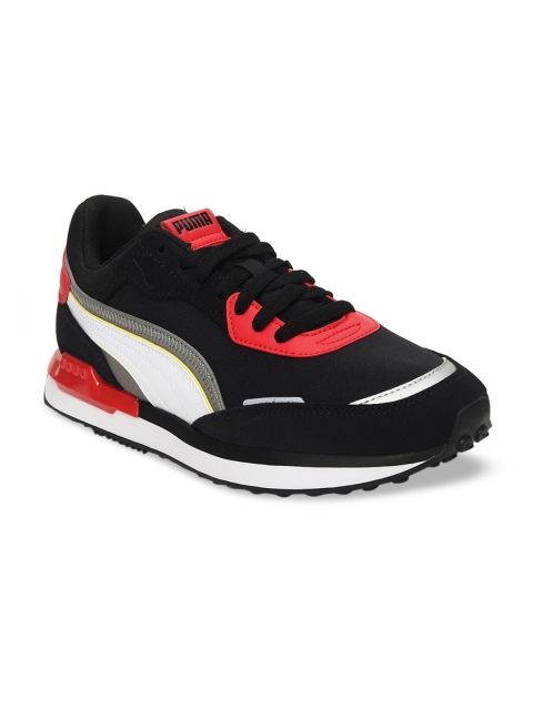 

Puma Unisex Black & Red City Rider Sneakers