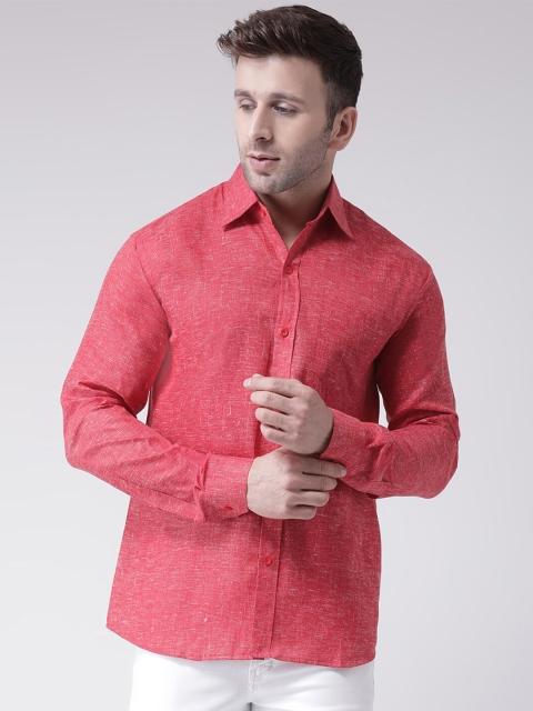 

KHADIO Men Red Solid Regular Fit Casual Shirt