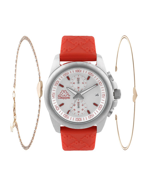 

Kappa Men White & Red Watch & Bracelet Gift Set <p>An ideal gifting option, this gift set from Kappa is surely gonna be a delight for your special someone. This gift set is sure to give you an elegant and classy appeal.</p>