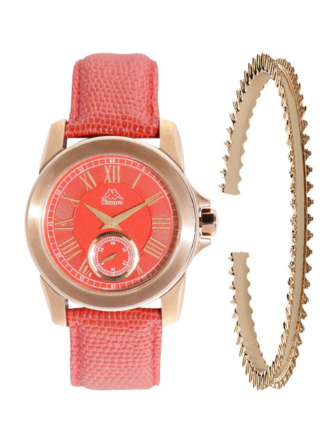 

Kappa Women Red & Rosegold-Toned Watch & Bracelet Gift Set KPWGift Set-124