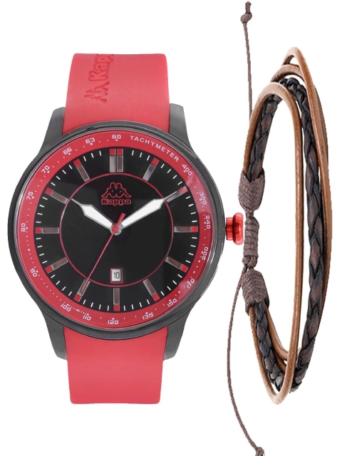 

Kappa Men Black & Red Watch & Leather Bracelet Gift Set