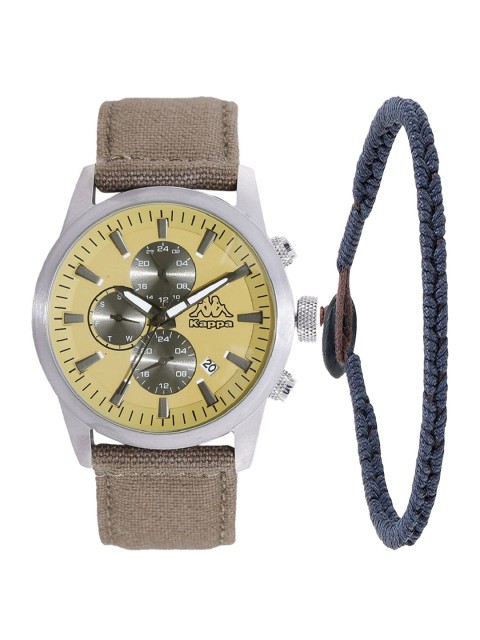 

Kappa Men Yellow & Beige Watch & Bracelet Gift Set KPWGift Set-1