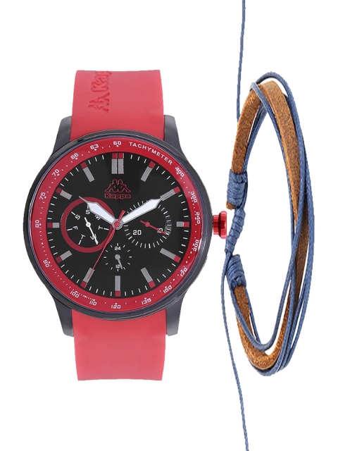 

Kappa Men Black & Red Watch & Leather Bracelet Gift Set