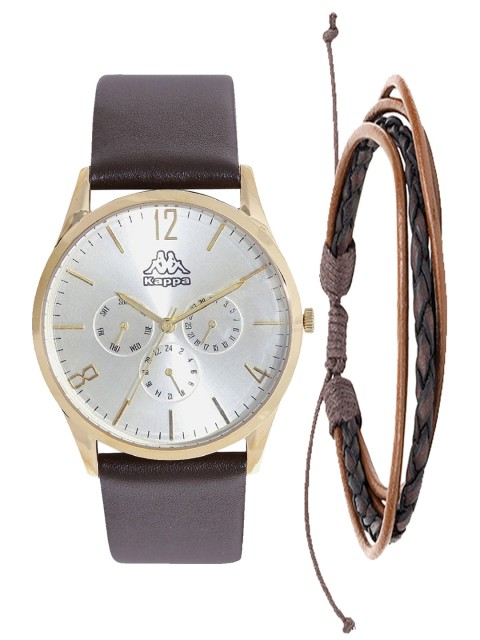 

Kappa Men White & Brown Watch & Bracelet Gift Set KPWGift Set-7