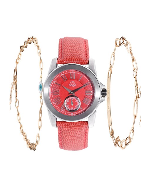 

Kappa Women Red & Gold-Toned Watch & Bracelet Gift Set KPWGift Set-182