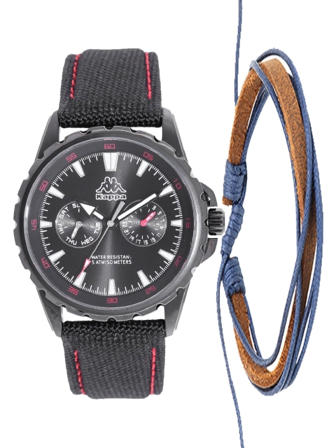 

Kappa Men Black & Brown Watch & leather Bracelet Gift Set KPWGift Set-21
