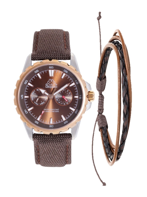 

Kappa Men Maroon & Brown Watch & Leather Bracelet Gift Set