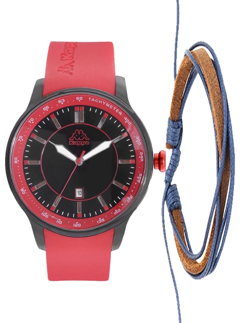 

Kappa Men Black & Pink Watch & Leather Bracelet Gift Set KPWGift Set-63