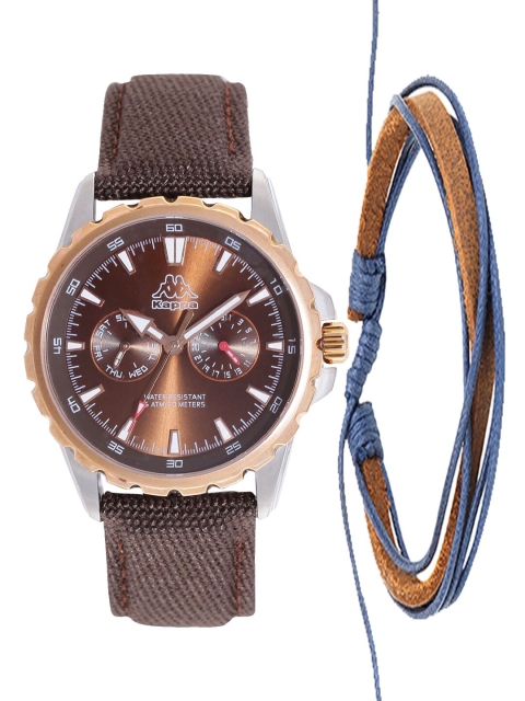 

Kappa Men Maroon & Blue Watch & Leather Bracelet Gift Set