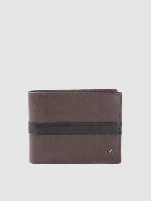 

Van Heusen Men Coffee Brown & Black Leather Two Fold Wallet