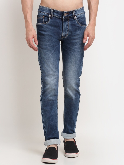 

La Mode Men Blue Slim Fit Low Distress Heavy Fade Stretchable Jeans
