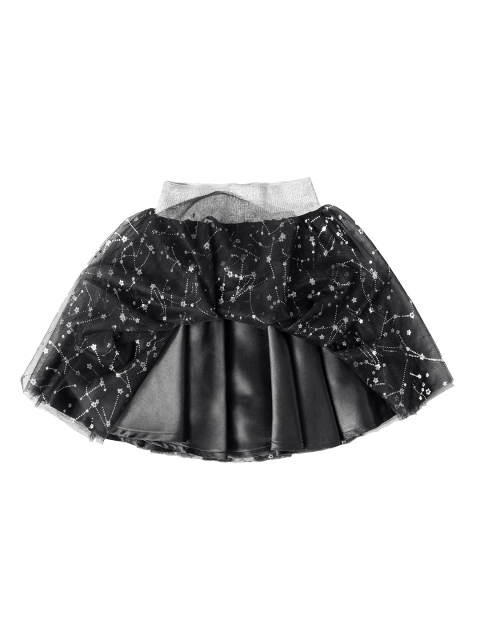 

Hunny Bunny Black & Silver-Toned Embellished Flared Skirt