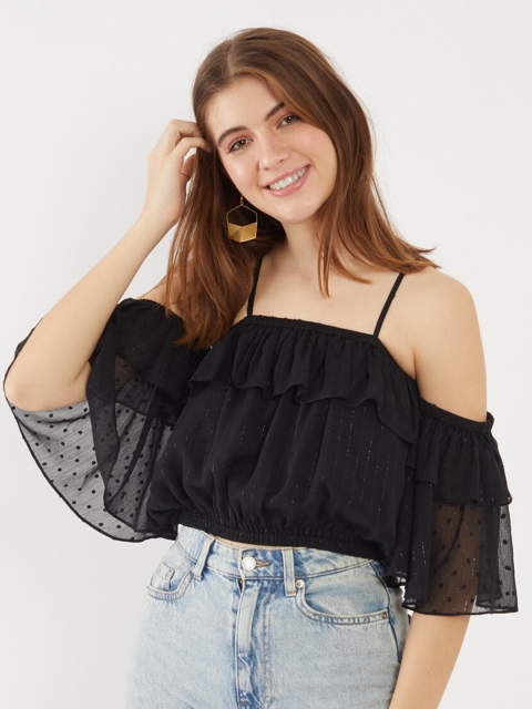 

Zink London Black Bardot Top