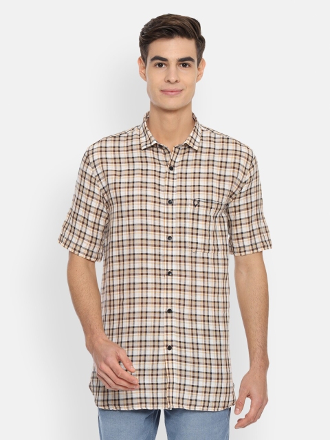 

Allen Solly Men Beige Checked Casual Shirt