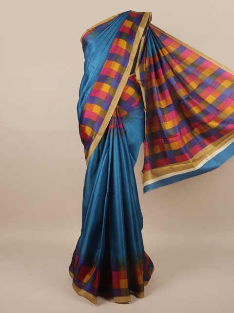 

Pothys Blue & Pink Geometric Printed Saree