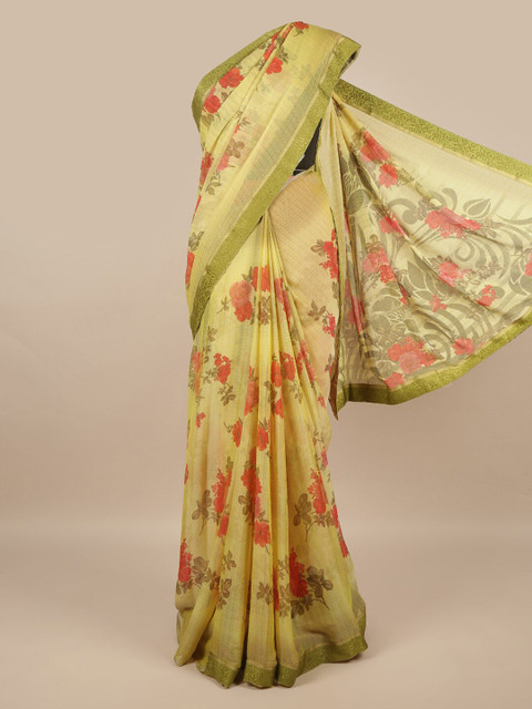 

Pothys Green & Red Floral Saree
